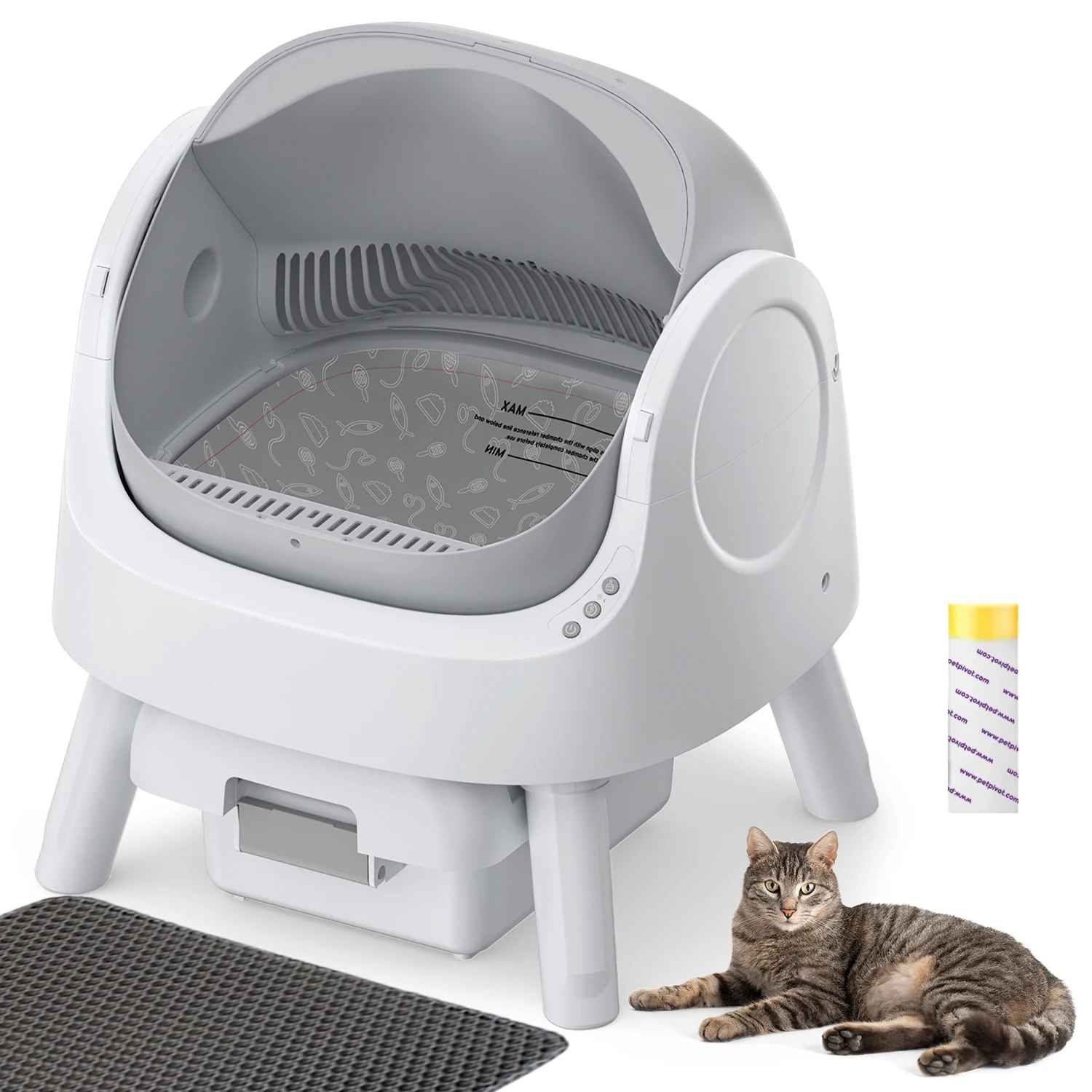 Smart Litter Box – Automatic, Open-Top, Multi-Cat Safe with Mat & Trash Bags