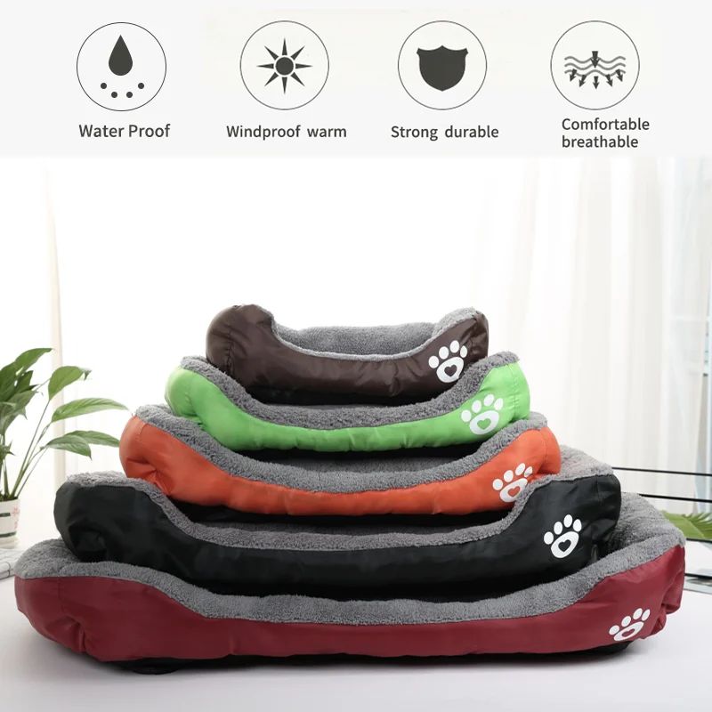 Large Plush Pet Bed – Washable, Waterproof Cushion for Cats & Dogs
