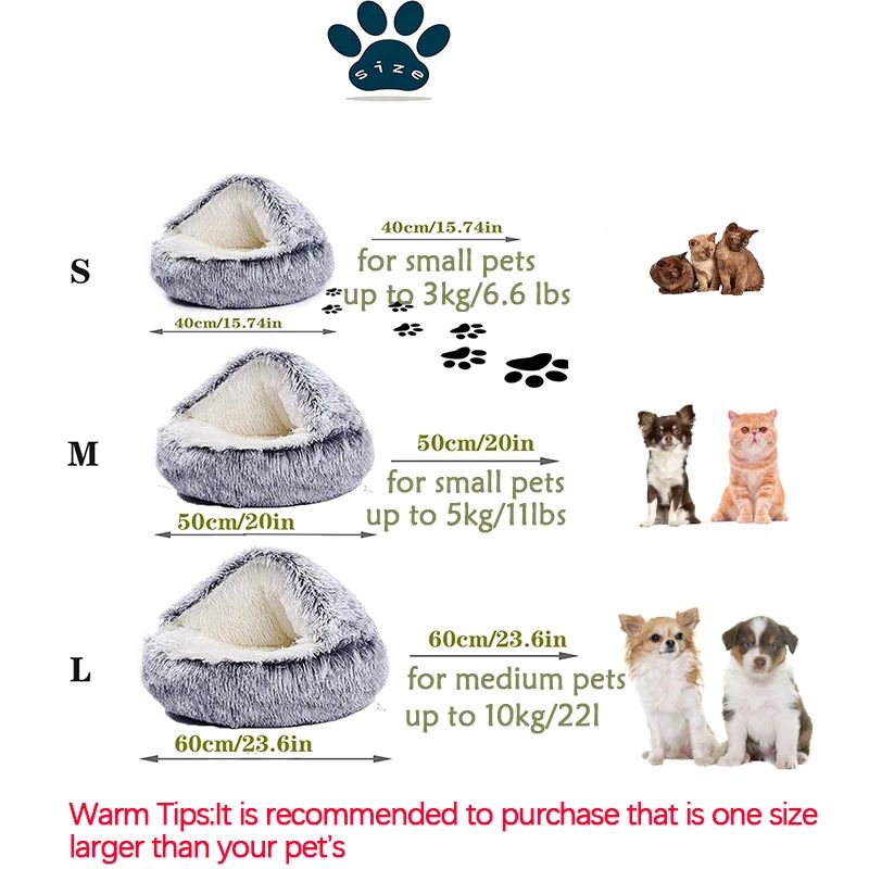 2-in-1 Plush Pet Bed – Covered Cat & Dog Nest for Cozy Sleeping